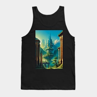 Solarpunk building with retro city aesthetic Tank Top